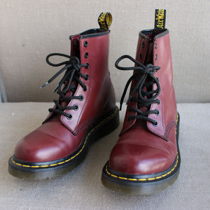 Red Dr Marten's Like New Real Leather